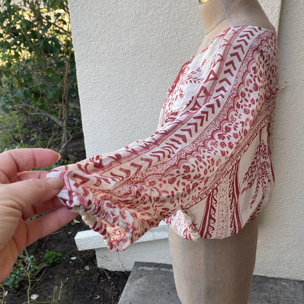 Free People Yo Yo Geo Peasant sheer blouse. So pretty, feminine and fun. - Picture 7 of 13